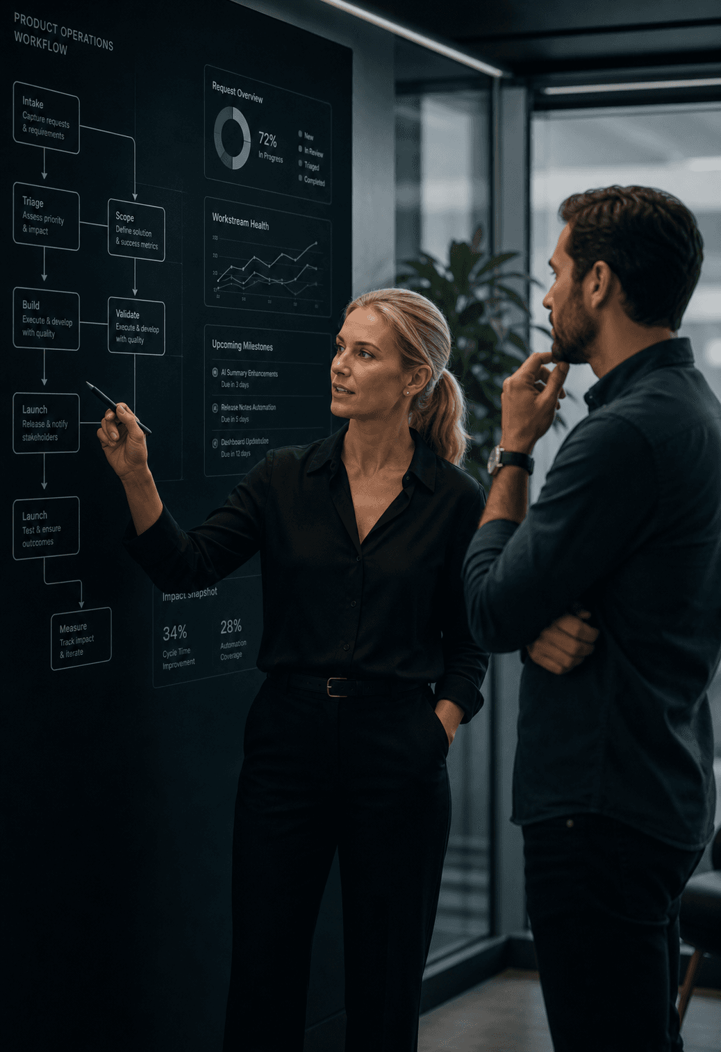 Product operations team working through a delivery workflow together